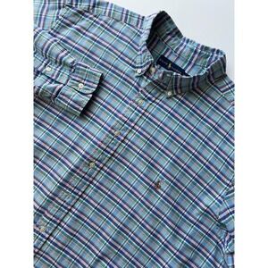 Polo Ralph Lauren Shirt 2XB Big Mens Multi Pony Blue Green Pink Plaid Check LS